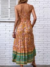 Printed Square Neck Midi Cami Dress OutfitFlow